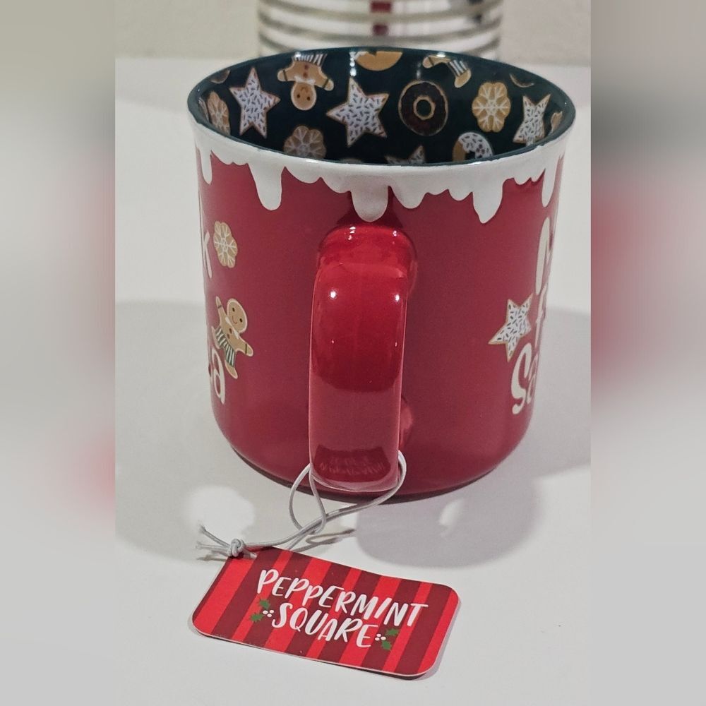 Peppermint Square Red White Milk for Santa Mug Gingerbread Holiday Christmas Cup - Picture 5 of 5